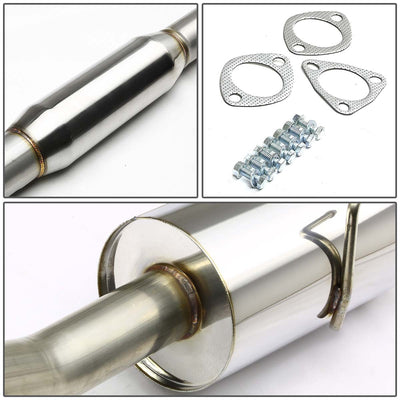 D-Motoring - Cat Back Exhaust System - W/ 4 Rolled Muffler Tip - Stainless Steel - 94-01 Integra GS/RS/LS - 4