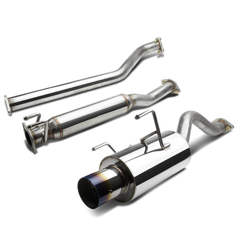 D-Motoring - Cat Back Exhaust System - W/ 4 Burnt Muffler Tip - Stainless Steel - 02-06 Acura RSX DC5 Non-S - 1