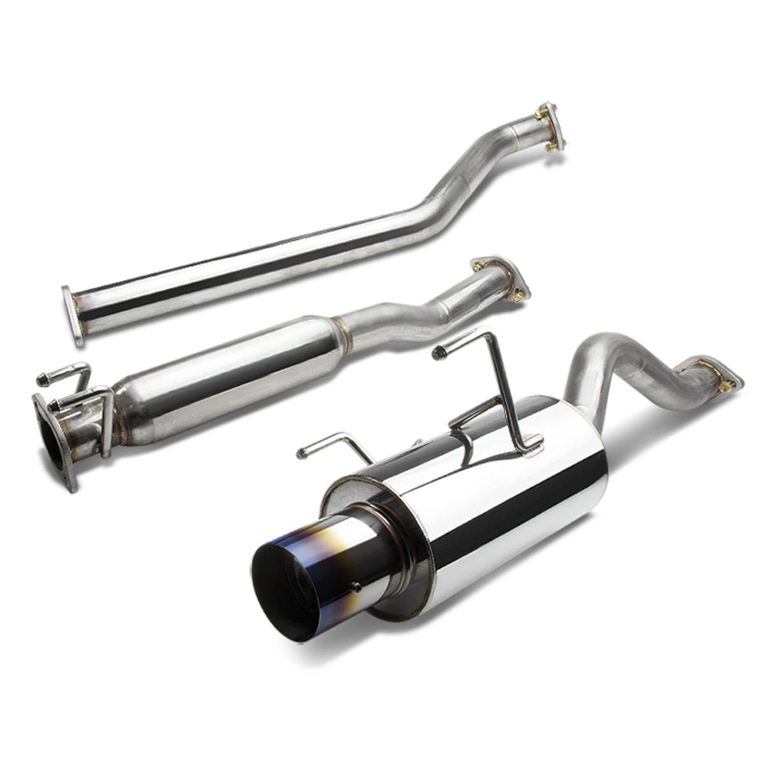 D-Motoring - Cat Back Exhaust System - W/ 4 Burnt Muffler Tip - Stainless Steel - 02-06 Acura RSX DC5 Type-S K20A2 - 1