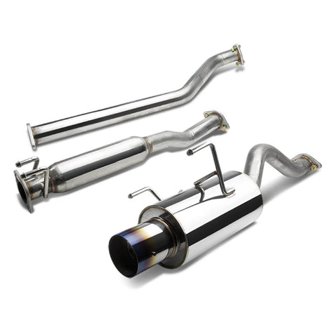 D-Motoring - Cat Back Exhaust System - W/ 4 Burnt Muffler Tip - Stainless Steel - 02-06 Acura RSX DC5 Type-S K20A2 - 1