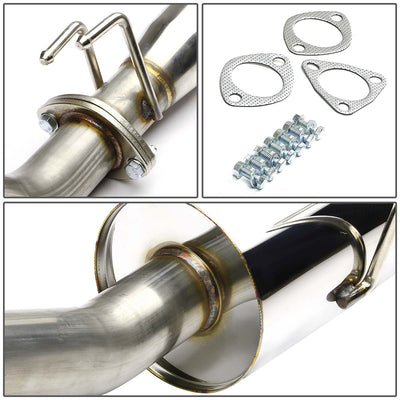 D-Motoring - Cat Back Exhaust System - W/ 4 Rolled Muffler Tip - Stainless Steel - 02-06 RSX DC5 Type-S K20A2 - 3