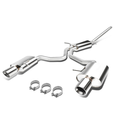D-Motoring - Cat Back Exhaust System - W/ 4 Diagonal Muffler Tip - Stainless Steel - 02-05 Audi A4 1.8L 2.0L - 1
