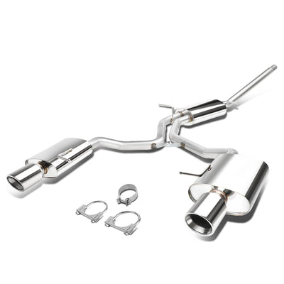 D-Motoring - Cat Back Exhaust System - W/ 4 Dual Diagonal Muffler Tips - Stainless Steel - 06-09 Audi A4 2.0 Turbo - 1