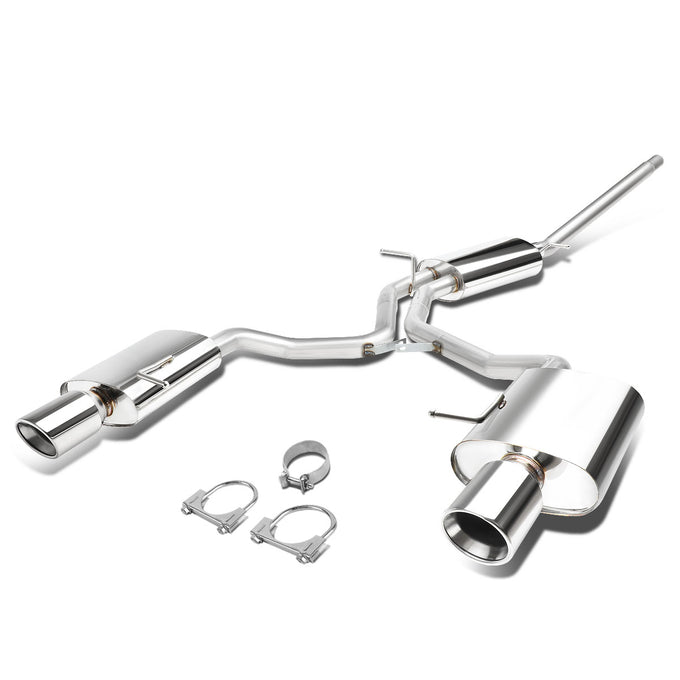 D-Motoring - Cat Back Exhaust System - W/ 4 Dual Diagonal Muffler Tips - Stainless Steel - 06-09 Audi A4 2.0 Turbo - 1