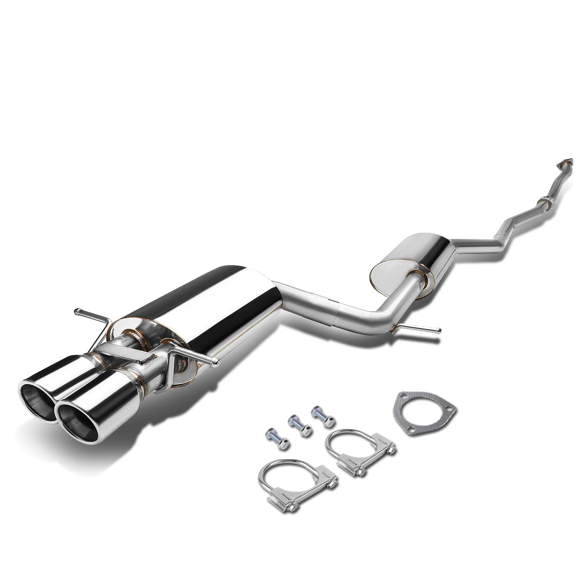 D-Motoring - Cat Back Exhaust System - W/ 3 Dual Diagonal Muffler Tips - Stainless Steel - 97-01 Audi A4 Quattro 1.8T Awd - 1