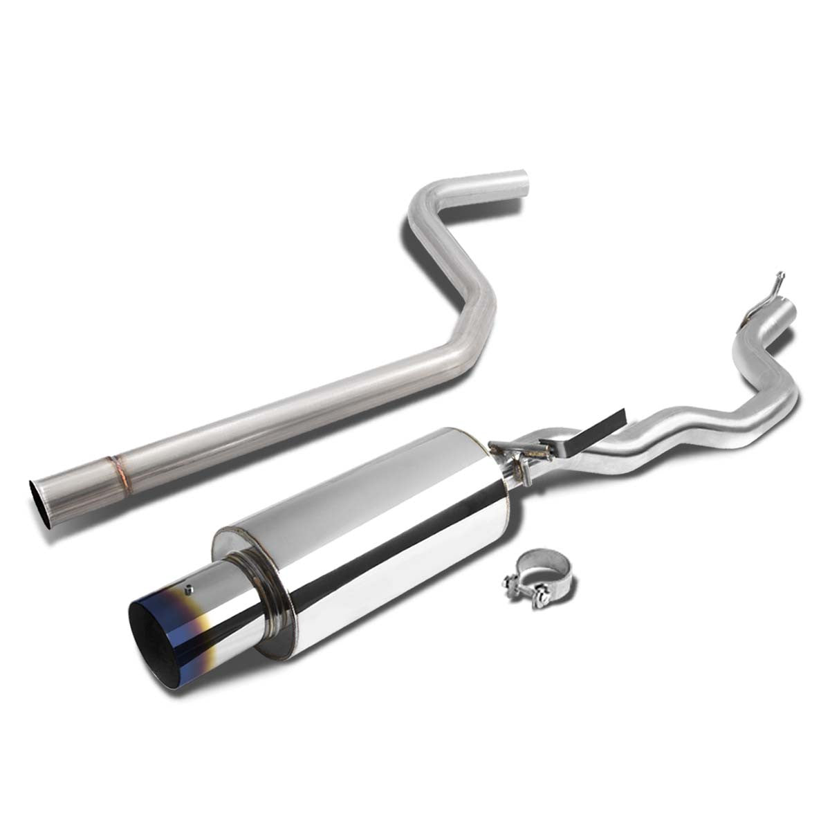 DNA MOTORING Cat-Back Exhaust System With 4" Muffler Tip For 1995-2005 Chevy Cavalier - T-304 Stainless Steel, Chrome