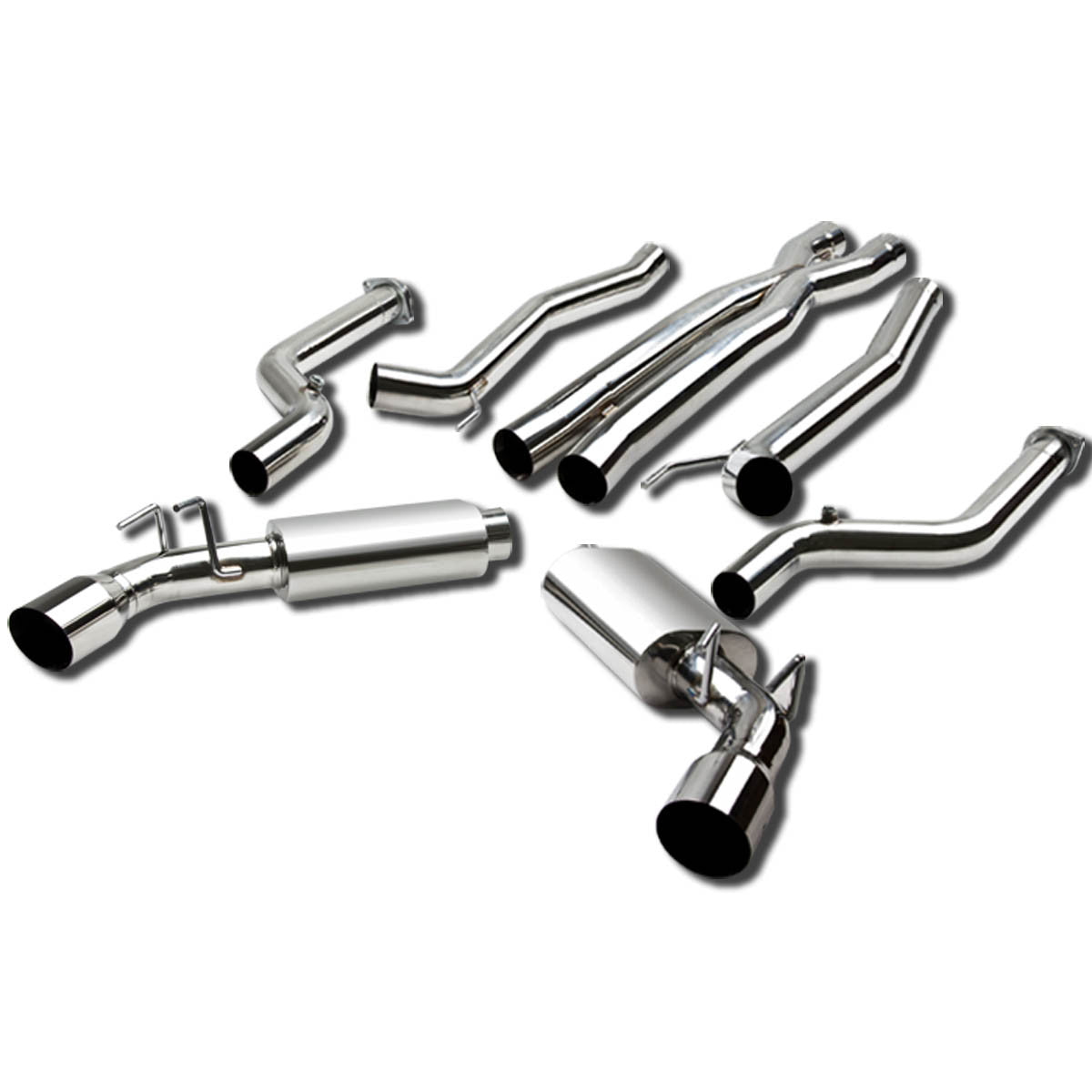 D-Motoring - Cat Back Exhaust System - W/ 4 Dual Muffler Tips - Stainless Steel - 10-15 Camaro SS/ZL1 6.2L V8 - 1