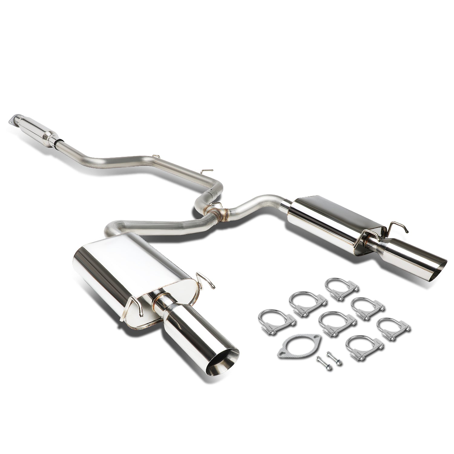 D-Motoring - Cat Back Exhaust System - W/ 4 Dual Diagonal Muffler Tips - Aluminized Steel - 00-05 Cheyv Monte Carlo 3.8L - 1
