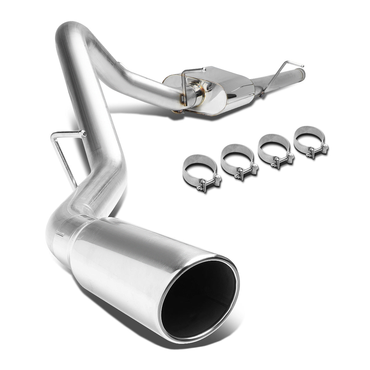D-Motoring - Cat Back Exhaust System - W/ 4 Diagonal Muffler Tip - Stainless Steel - 09-13 Silverado/Sierra 1500 - 1