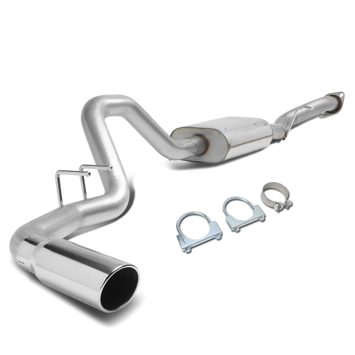 D-Motoring - Cat Back Exhaust System - W/ 4 Rolled Muffler Tip - Stainless Steel - 99-07 Chevy Silverado/Gmc Sierra 1500 - 1