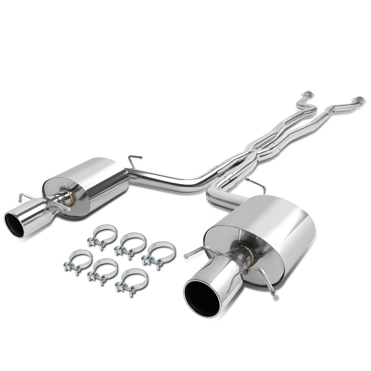 D-Motoring - Cat Back Exhaust System - W/ 4.5 Dual Muffler Tips - Stainless Steel - 09-14 Cadillac CTS - 1