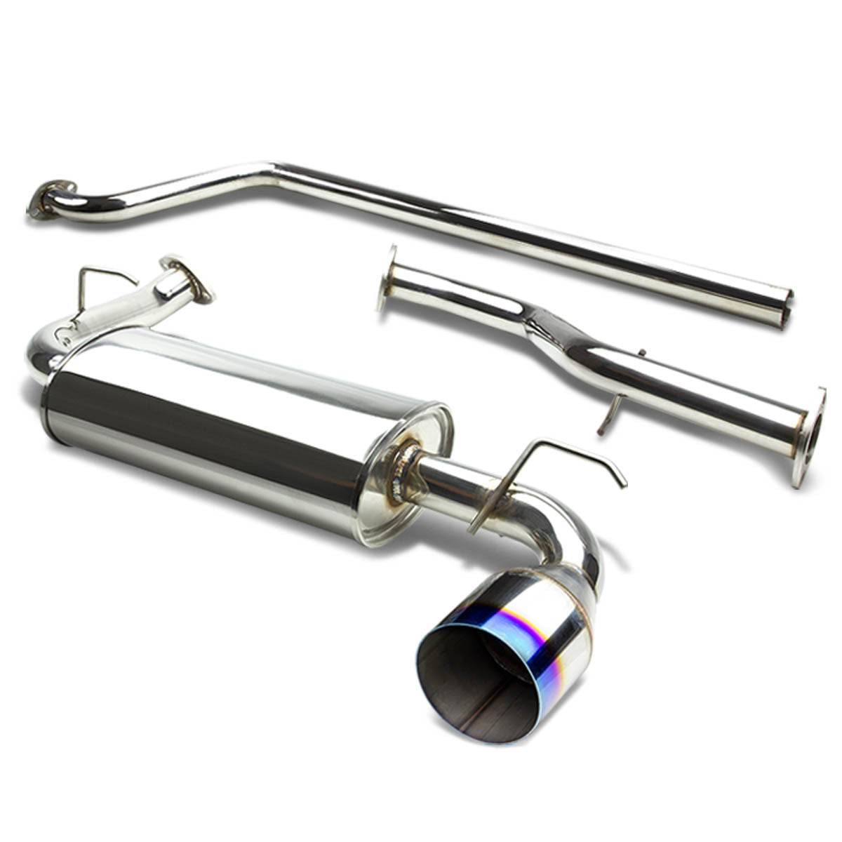 D-Motoring - Cat Back Exhaust System - W/ 4.75 Burnt Muffler Tip - Stainless Steel - 00-05 Dodge Neon SOHC - 1