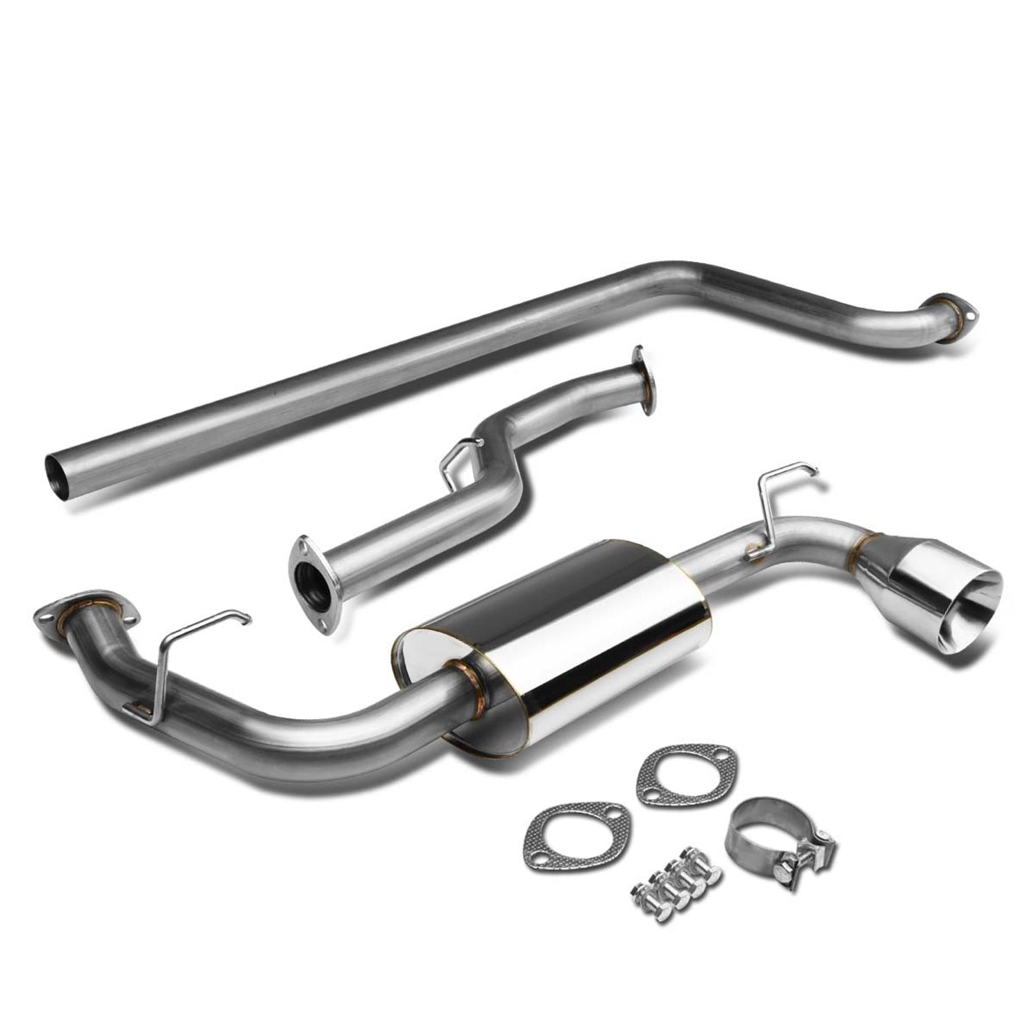 D-Motoring - Cat Back Exhaust System - W/ 4.5 Rolled Muffler Tip - Stainless Steel - 00-05 Dodge Neon SOHC - 1
