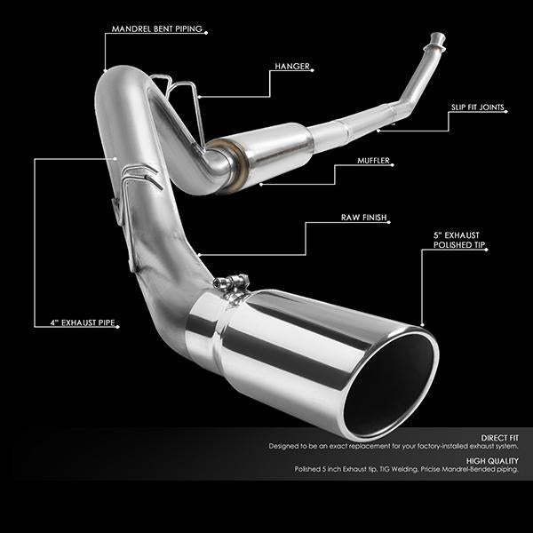 94-02 Dodge Ram 2500 3500 5.9L Turbo Diesel Cat Back Exhaust System - 5Muffler Tip - Aluminized Steel - CBE-DR-001 - 2