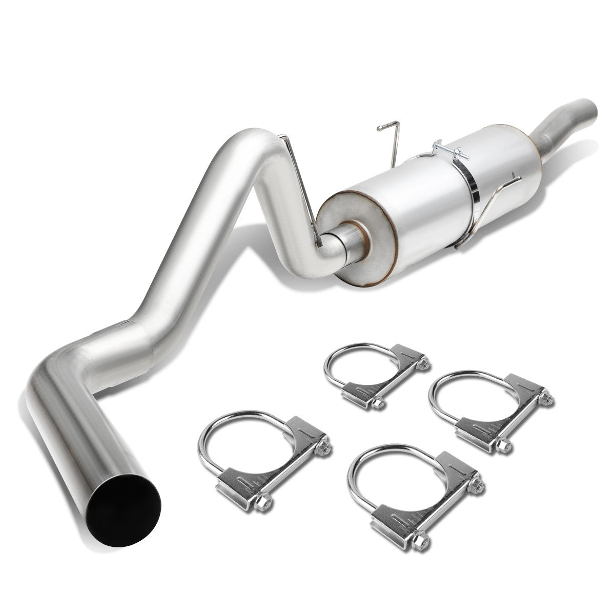 D-Motoring - Cat Back Exhaust System - W/ 3 Muffler Tip - Aluminized Steel - 04-05 Dodge Ram 1500 5.7L V8 Quad Cab - 1