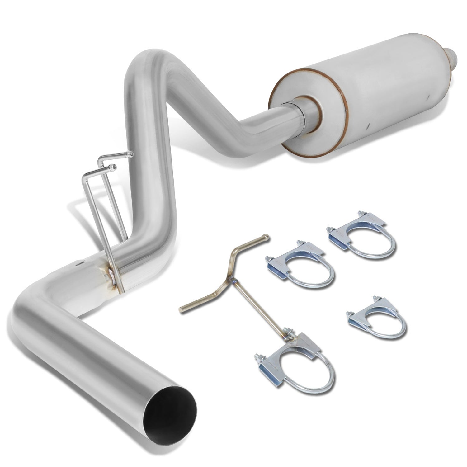 D-Motoring - Cat Back Exhaust System - W/ 3 Muffler Tip - Aluminized Steel - 98-01 Ram Std/Ext 3.9/5.2/5.9 - 1