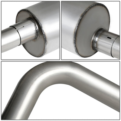 D-Motoring - Cat Back Exhaust System - W/ 3 Muffler Tip - Aluminized Steel - 10-14 Ford F-150 Extended Cab  - 4