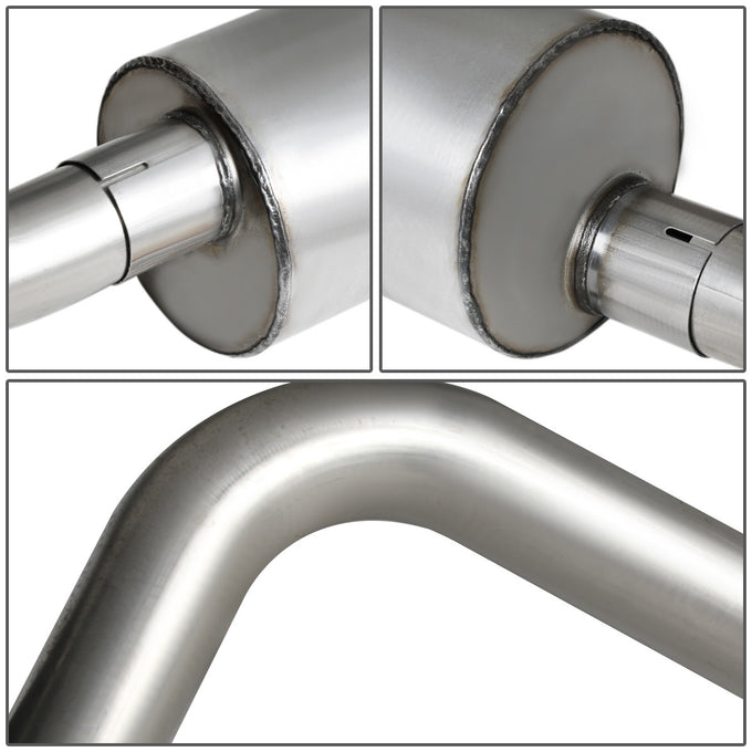 D-Motoring - Cat Back Exhaust System - W/ 3 Muffler Tip - Aluminized Steel - 10-14 Ford F-150 Extended Cab  - 4