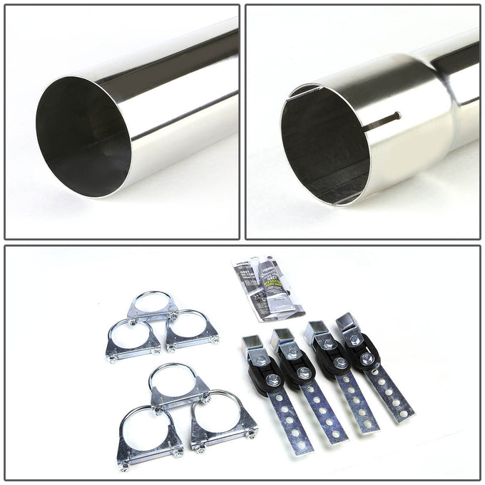 D-Motoring - Cat Back Exhaust System - W/ 3.5 Dual Burnt Muffler Tips - Stainless Steel - Ford F-150 4.6L / 5.4L V8 SuperCab & Super Crew Models - 4