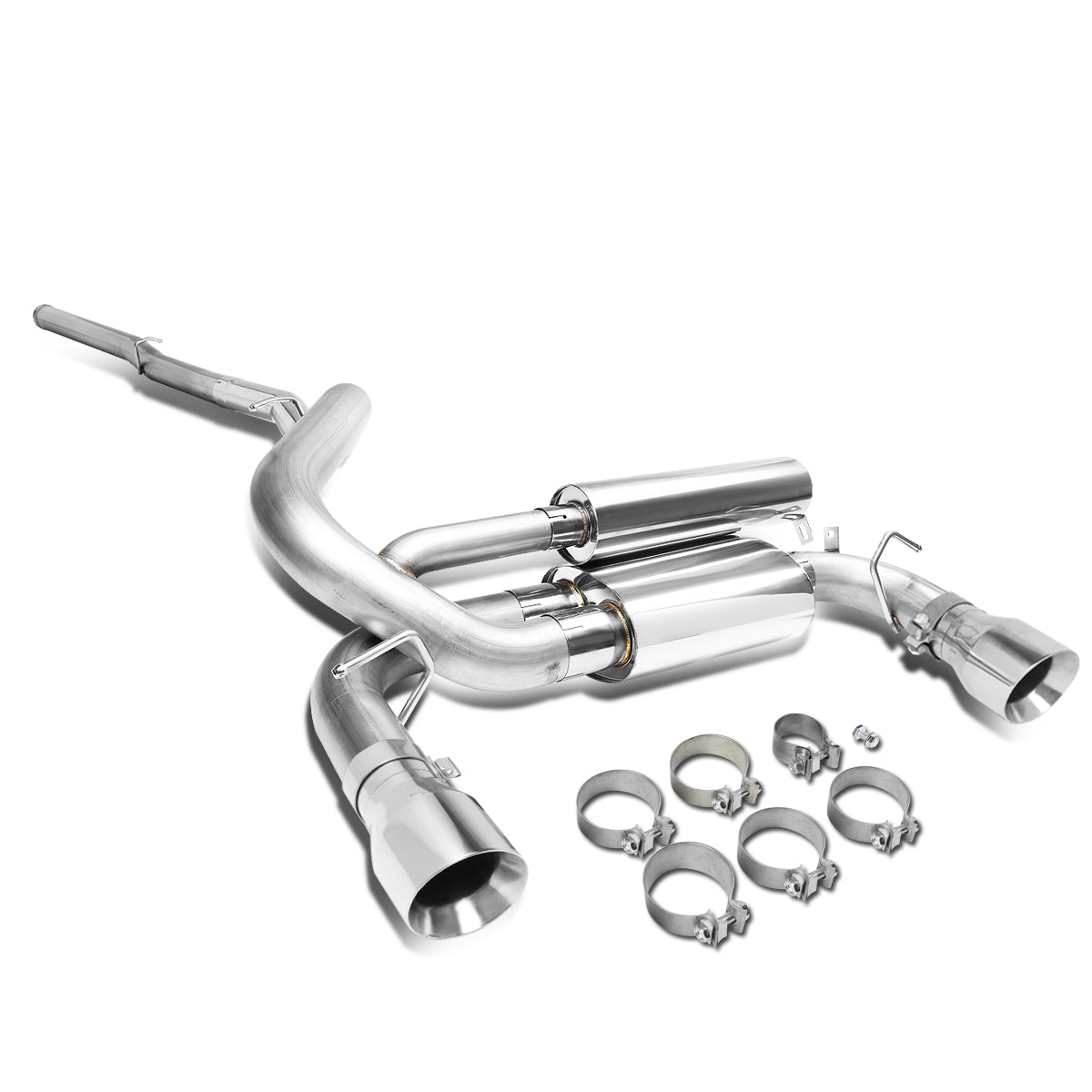 D-Motoring - 16-18 Ford Focus RS Cat Back Exhaust System - 3 - Muffler Tip - Stainless Steel - 1