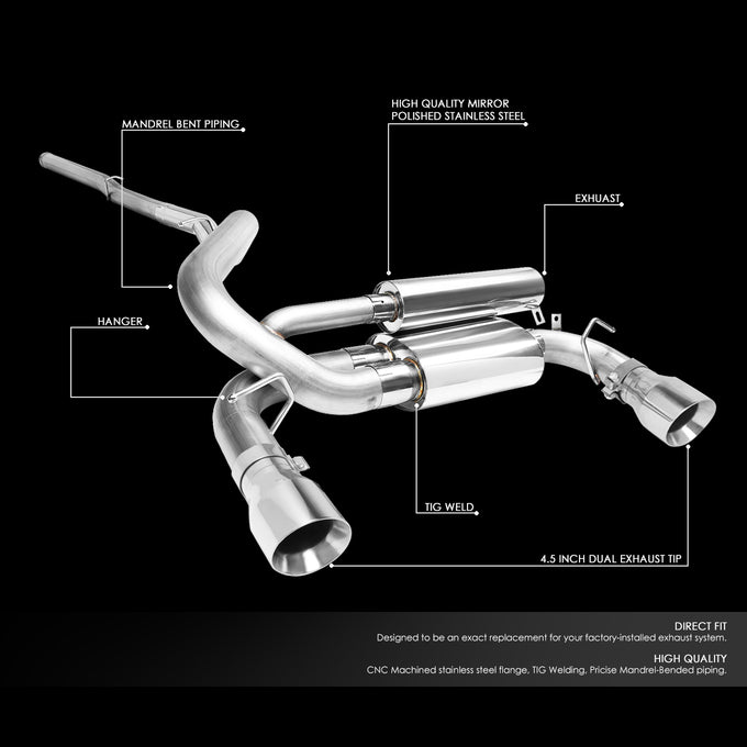 D-Motoring - 16-18 Ford Focus RS Cat Back Exhaust System - 3 - Muffler Tip - Stainless Steel - 2