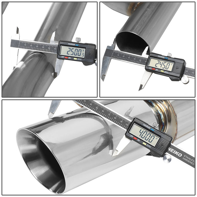 D-Motoring - Cat Back Exhaust System - W/ Diagonal Muffler Tip - Stainless Steel - 05-10 Ford Mustang 4.0L V6 - 6