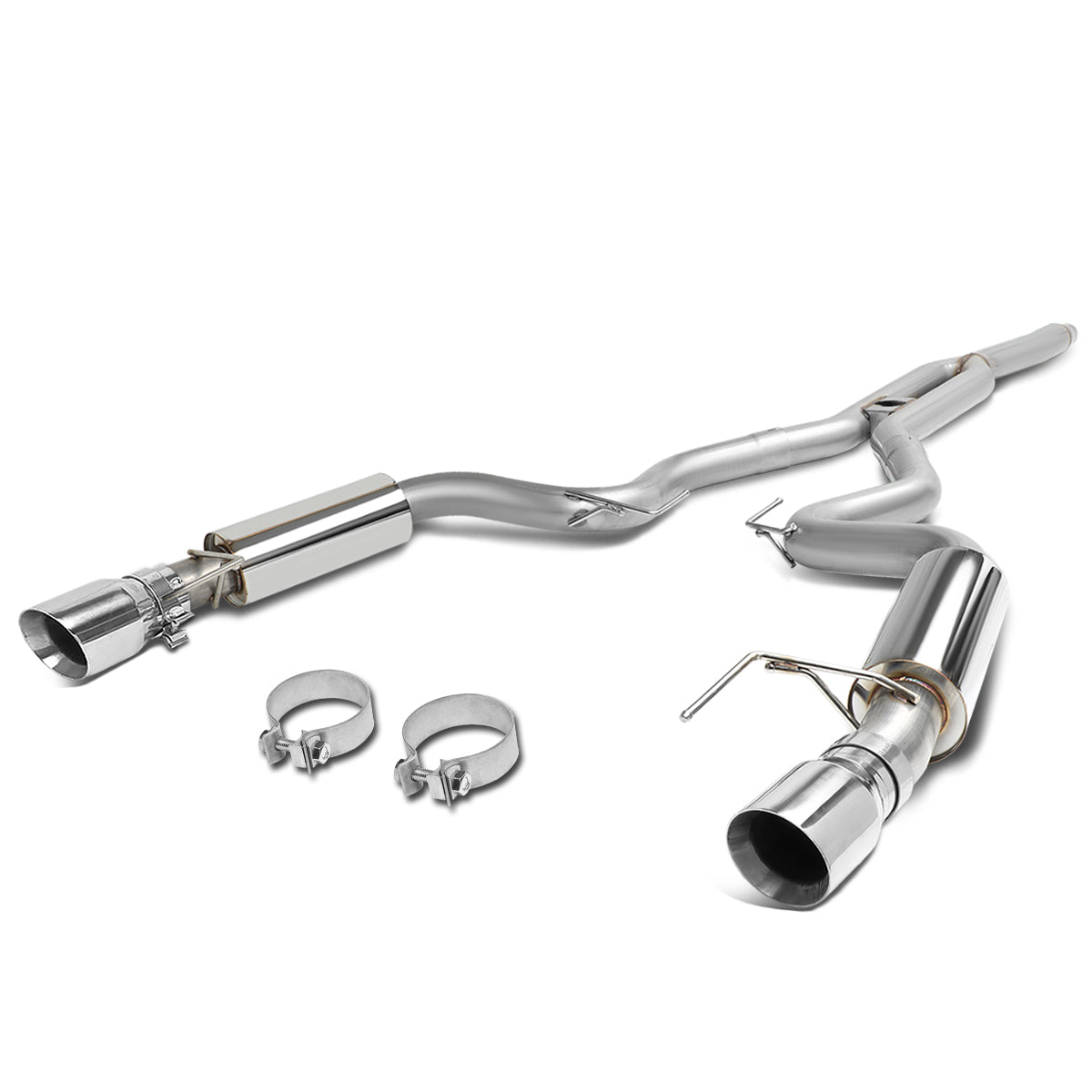 D-Motoring - 15-18 Ford Mustang 2.3L Ecoboost Cat Back Exhaust System - 3 - Rolled - Muffler Tip - Stainless Steel - 1
