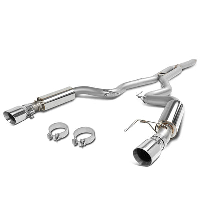 D-Motoring - 15-18 Ford Mustang 2.3L Ecoboost Cat Back Exhaust System - 3 - Rolled - Muffler Tip - Stainless Steel - 1