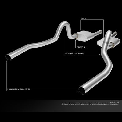 D-Motoring - 94-95 Ford Mustang 5.0L V8 Cat Back Exhaust System - 2.5 - Dual - Stainless Steel - 2