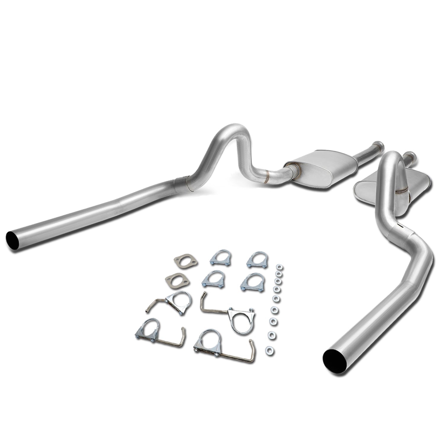 D-Motoring - 96-97 Ford Mustang 4.6L V8 Cat Back Exhaust System - 2.5 - Dual - Stainless Steel - 1