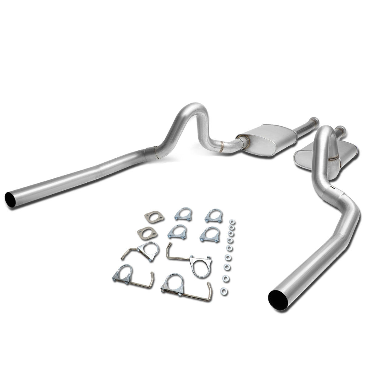 D-Motoring - 96-97 Ford Mustang 4.6L V8 Cat Back Exhaust System - 2.5 - Dual - Stainless Steel - 1