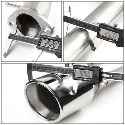 D-Motoring - Cat Back Exhaust System - W/ 4 Diagonal Muffler Tip - Stainless Steel - 96-04 Ford Mustang GT V8 - 5