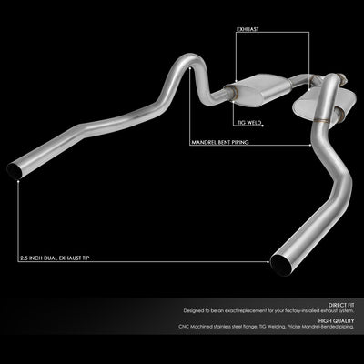 D-Motoring - 99-04 Ford Mustang 3.8L 3.9L V6 Cat Back Exhaust System - 2.5 - Dual - Stainless Steel - 2
