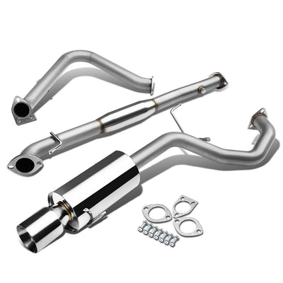 D-Motoring - Cat Back Exhaust System - W/ 4 Rolled Muffler Tip - Stainless Steel - 99-03 Mitsubishi Galant DS / ES / LS - 1