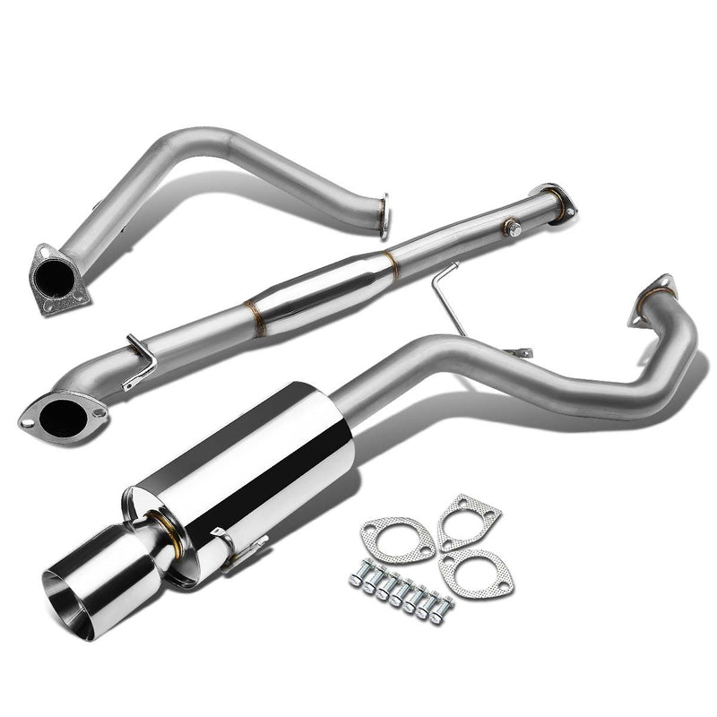 D-Motoring - Cat Back Exhaust System - W/ 4 Rolled Muffler Tip - Stainless Steel - 99-03 Mitsubishi Galant DS / ES / LS - 1