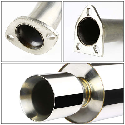 D-Motoring - Cat Back Exhaust System - W/ 4 Rolled Muffler Tip - Stainless Steel - 99-03 Mitsubishi Galant DS / ES / LS - 2