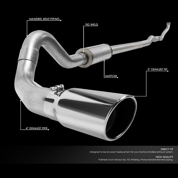 93-00 Chevy/Gmc C/K 6.5 Diesel Cat Back Exhaust System - 4Od - W/Muffler+Tip - Aluminized Steel - 2