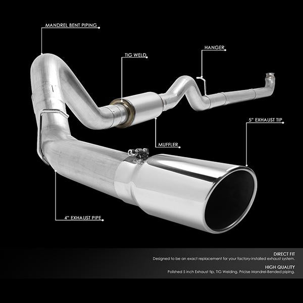 01-07 Silverado/Sierra 6.6L Cat Back Exhaust System - 4Od - W/Muffler+Tip - Aluminized Steel - 2