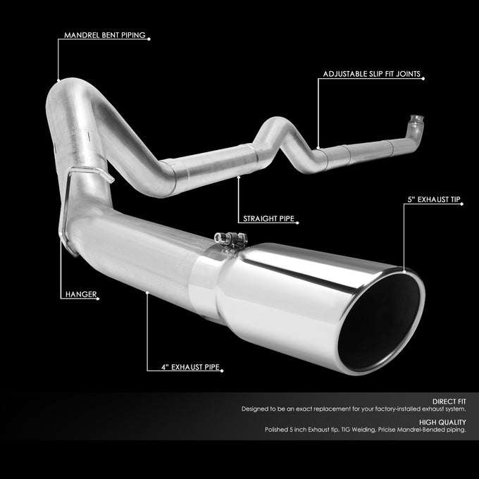 Downpipe-Back Exhaust w/5 in. OD Tip <br>01-07 Chevy Silverado GMC Sierra 6.6L