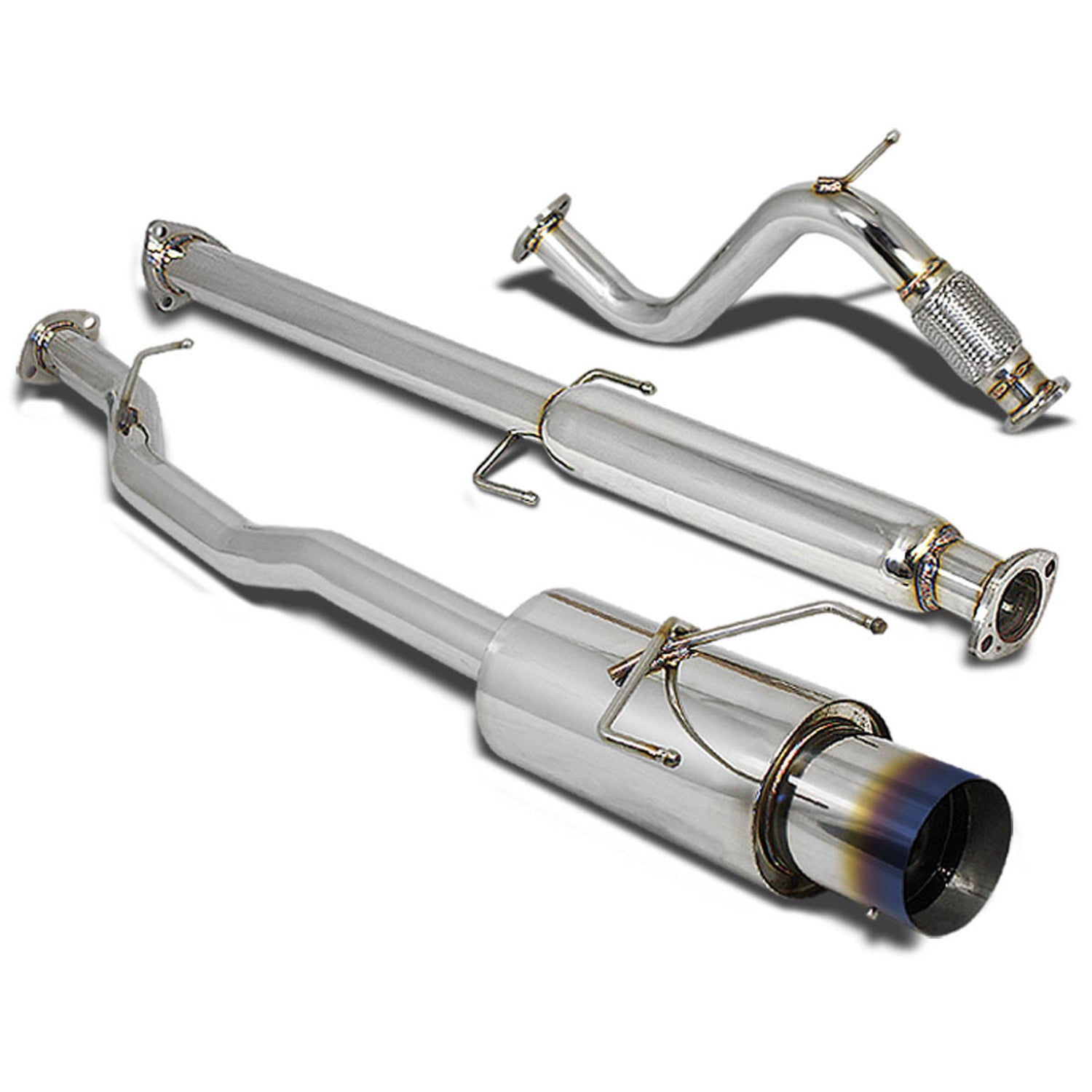 D-Motoring - Cat Back Exhaust System - W/ 4.5 Muffler Tip - Stainless Steel - 94-97 Honda Accord - 1