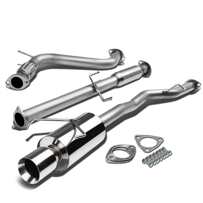 D-Motoring - Cat Back Exhaust System - W/ 4 Rolled Muffler Tip - Stainless Steel - 94-97 Honda Accord - 1