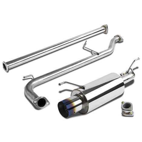 D-Motoring - Cat Back Exhaust System - W/ 4 Burnt Muffler Tip - Stainless Steel - 98-02 Honda Accord CG1-6 - 1