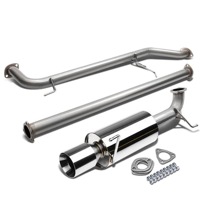 D-Motoring - Cat Back Exhaust System - W/ 4 Rolled Muffler Tip - Stainless Steel - 98-02 Honda Accord CG1-6 - 1