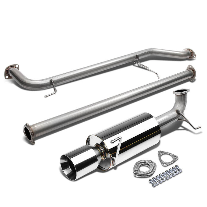 D-Motoring - Cat Back Exhaust System - W/ 4 Rolled Muffler Tip - Stainless Steel - 98-02 Honda Accord CG1-6 - 1