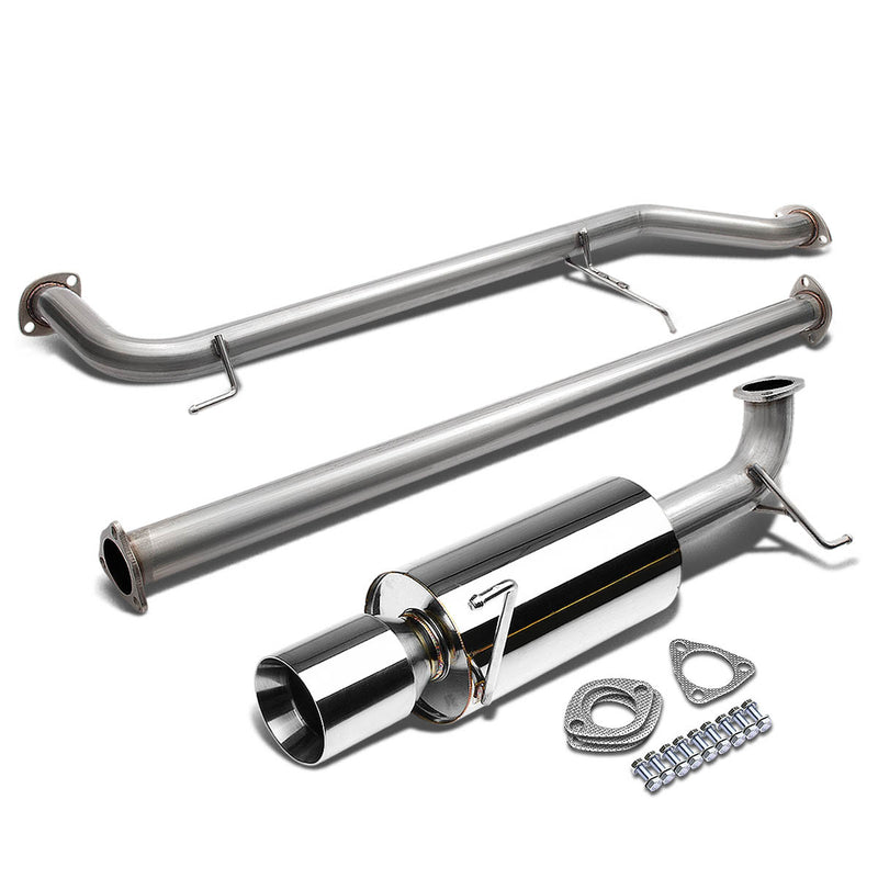 D-Motoring - Cat Back Exhaust System - W/ 4 Rolled Muffler Tip - Stainless Steel - 98-02 Honda Accord CG1-6 - 1