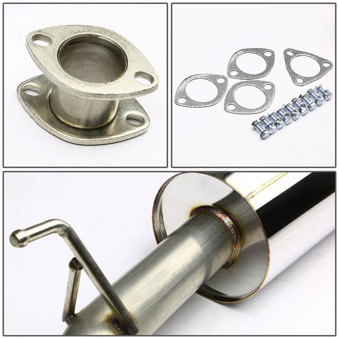 D-Motoring - Cat Back Exhaust System - W/ 4 Rolled Muffler Tip - Stainless Steel - 98-02 Honda Accord CG1-6 - 4