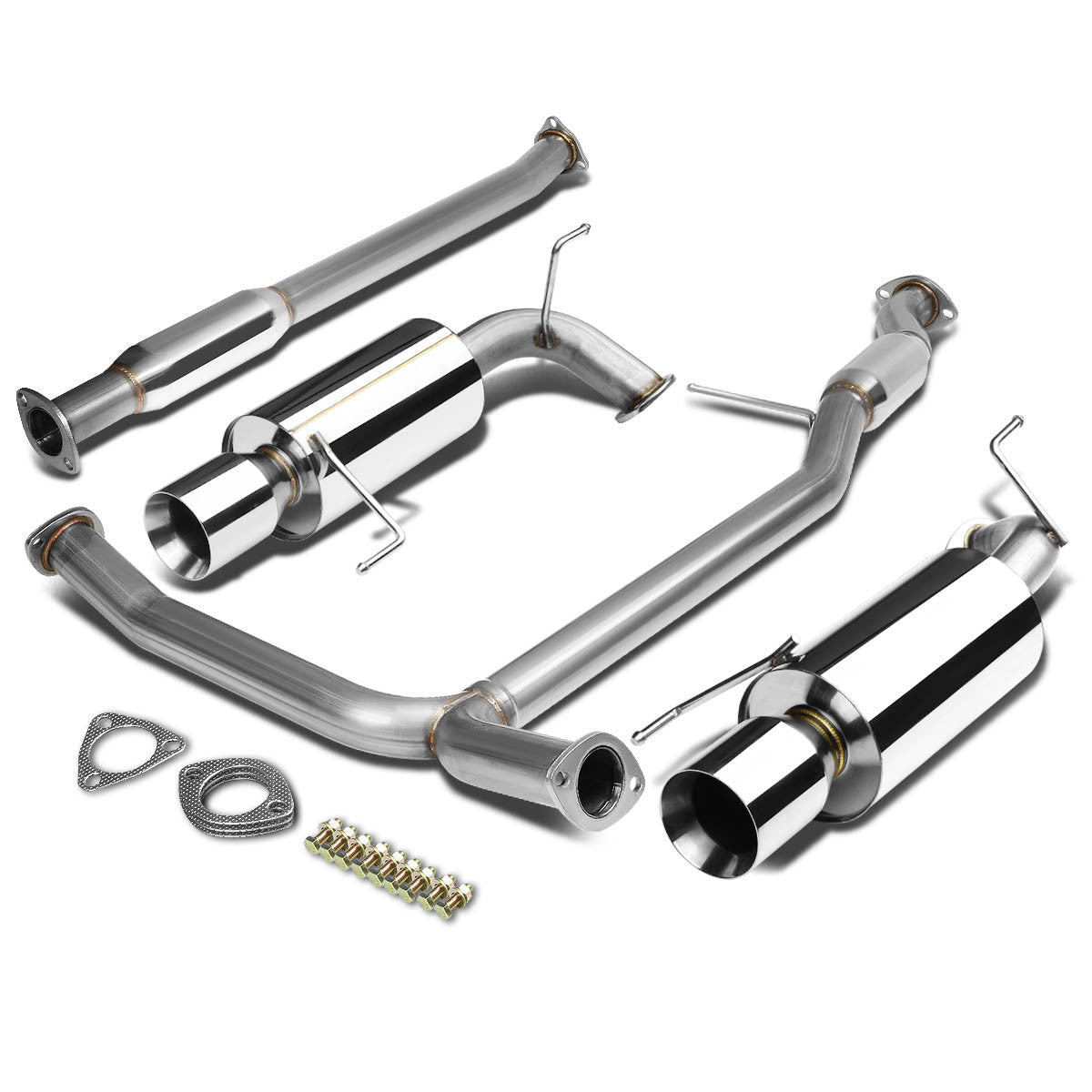 D-Motoring - Cat Back Exhaust System - W/ 4 Dual Rolled Muffler Tips - Stainless Steel - 98-02 Honda Accord V6 - 1