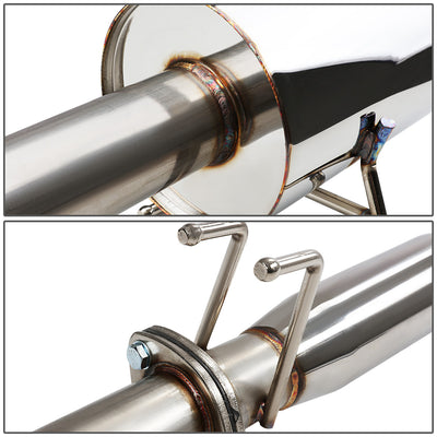 D-Motoring - Cat Back Exhaust System - W/ 4 Muffler Tip - Stainless Steel - 01-05 Honda Civic DX LX 2DR / 4DR - 3