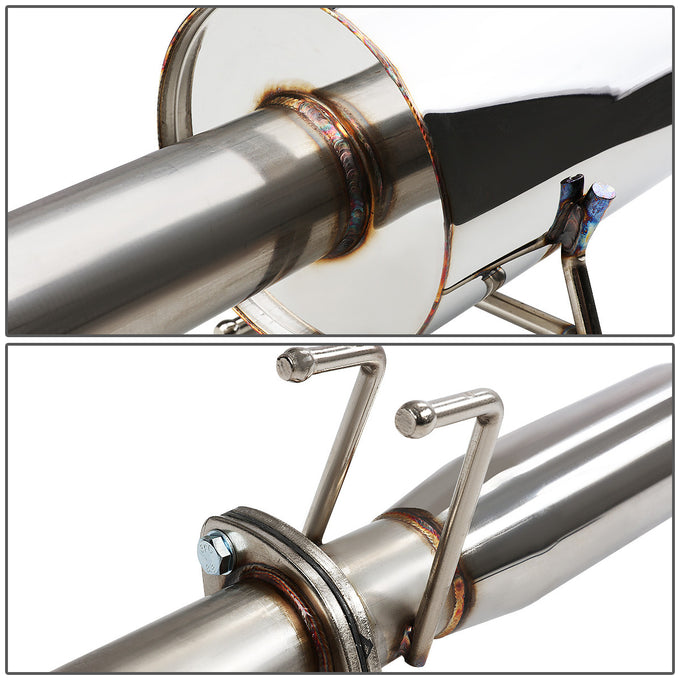 D-Motoring - Cat Back Exhaust System - W/ 4 Muffler Tip - Stainless Steel - 01-05 Honda Civic DX LX 2DR / 4DR - 3