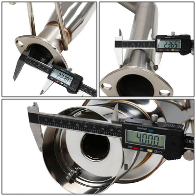D-Motoring - Cat Back Exhaust System - W/ 4 Muffler Tip - Stainless Steel - 01-05 Honda Civic DX LX 2DR / 4DR - 5